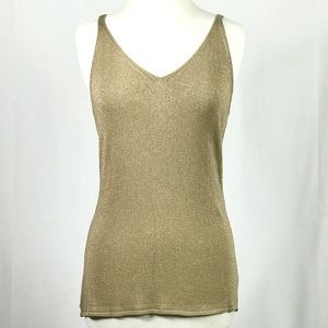 Reversible Metallic Champagne Gold Knit Tank Top